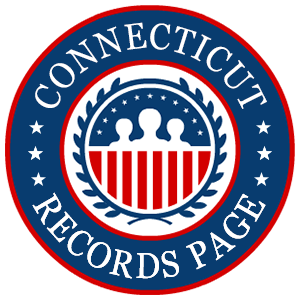A red, white, and blue round logo with the words Connecticut Records Page